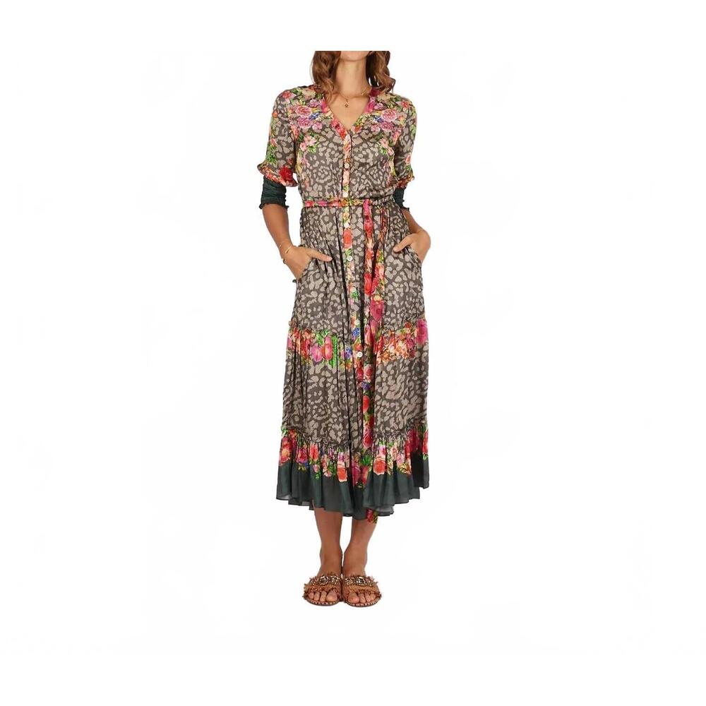 NEW RUBYYAYA leopold maxi dress in stone
